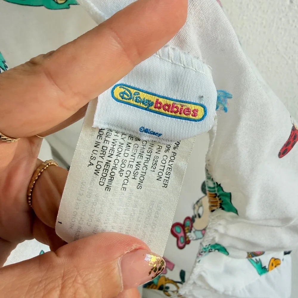 Vtg Disney Babies Crib Sheet Mickey Minnie Pluto Fitted Bedding Made in USA